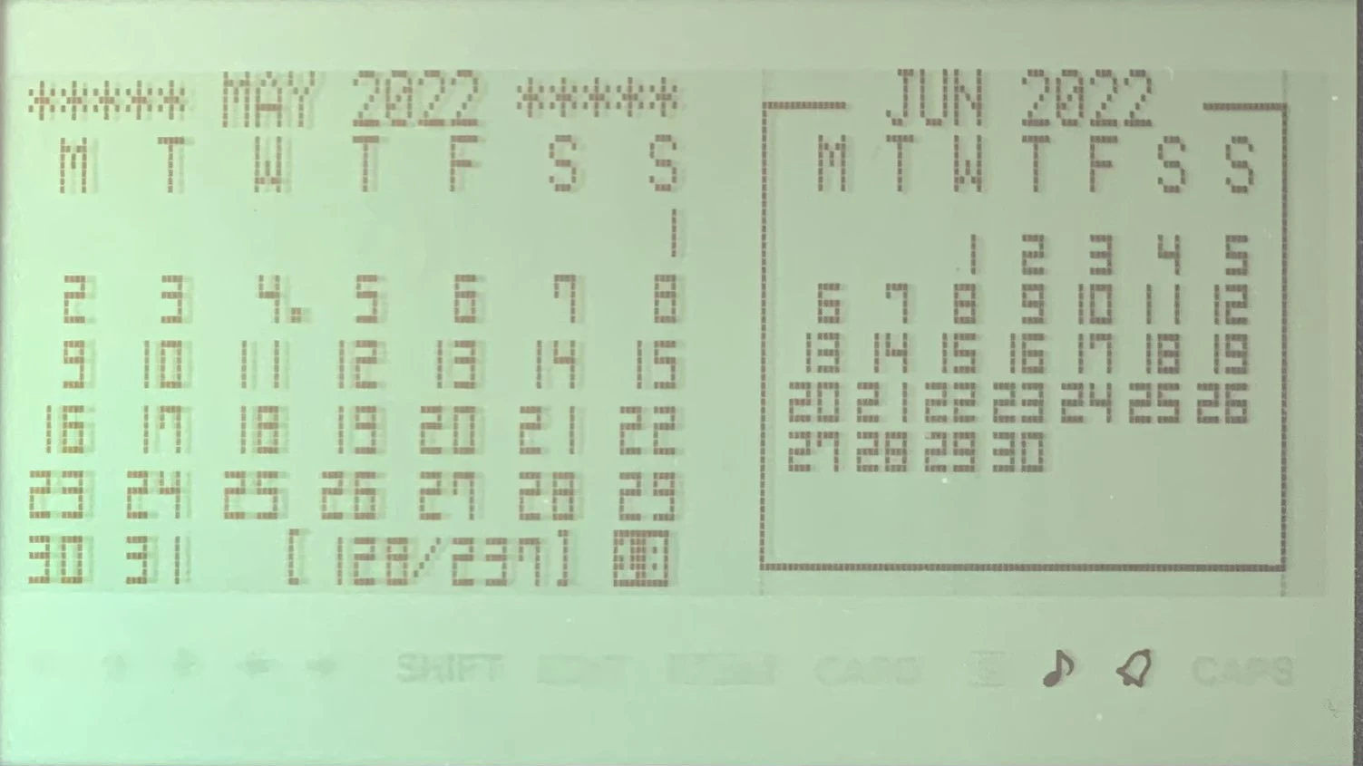 Schermata del calendario